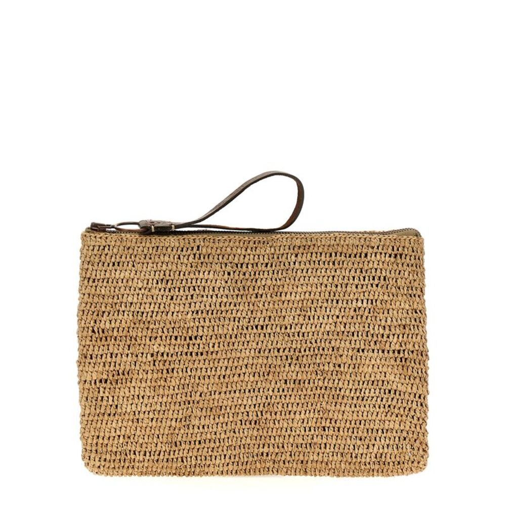 Ibeliv Beige Raffia Clutch Women's Bag